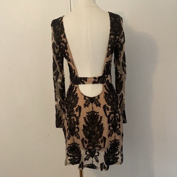 For Love & Lemons Black & Cream A Night To Remember Mini Dress Size Small - Picture 6 of 14